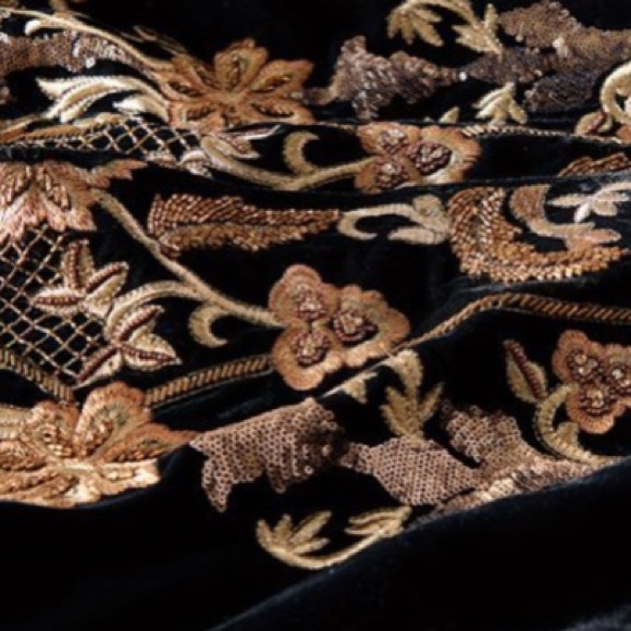 Soft Surroundings Antoinette Velvet black long embroidered beaded jacket Large - Picture 4 of 16